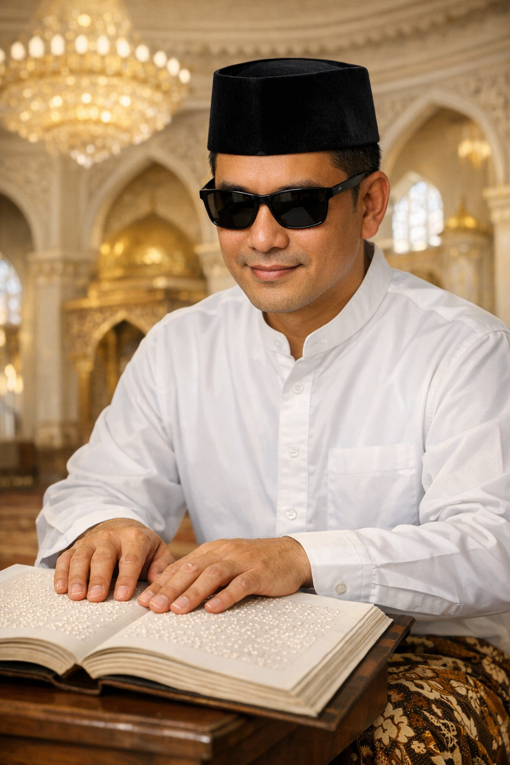 Santri tunanetra membaca Al-Qur'an braille
